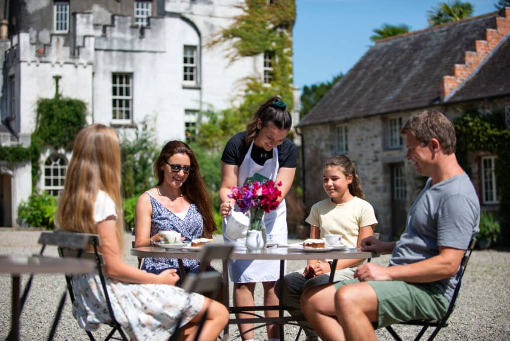 A family enjoys coffee and cakes at the Tea Rooms, Huntington Castle and Gardens, Clonegal, Co. Carlow